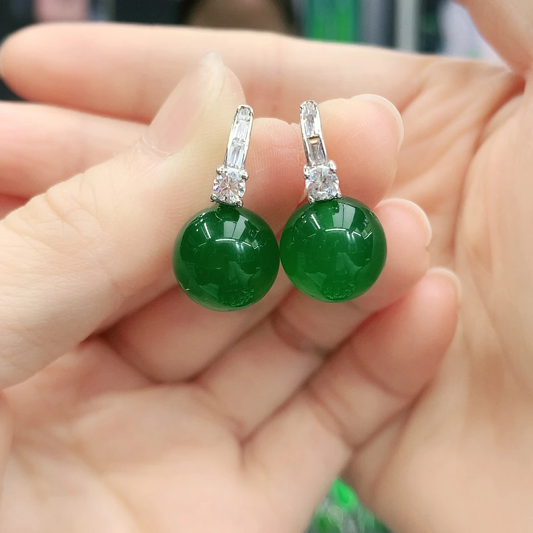 银S925镶嵌耳坠玛瑙/玉髓