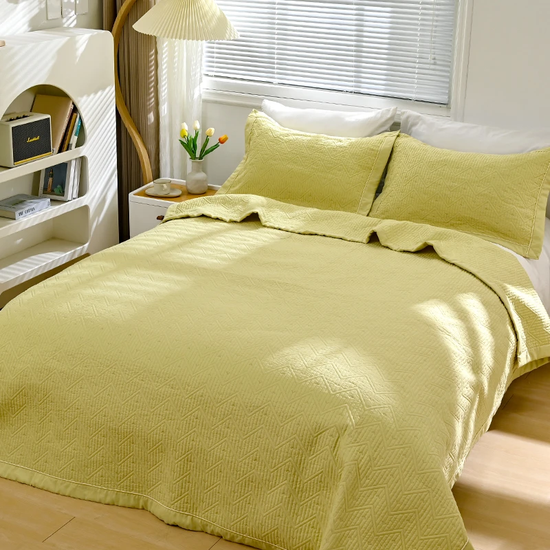 【佛手黄】轻奢绗缝加厚简约两用防滑亲肤多功能床盖欧式双面