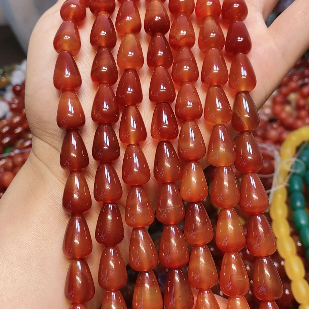 玛瑙/玉髓散珠天然红玛瑙水滴10mm