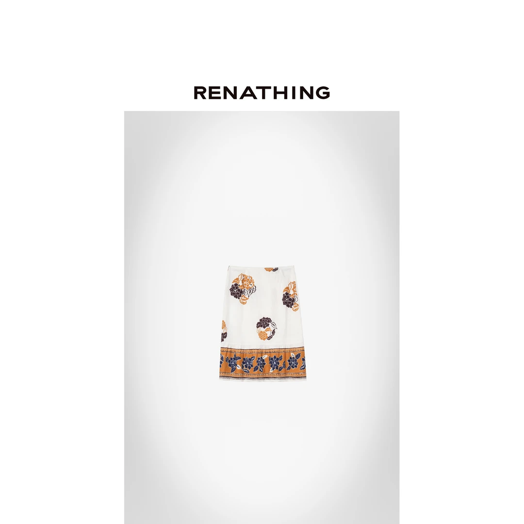 【RENATHING】素锦印花半身裙