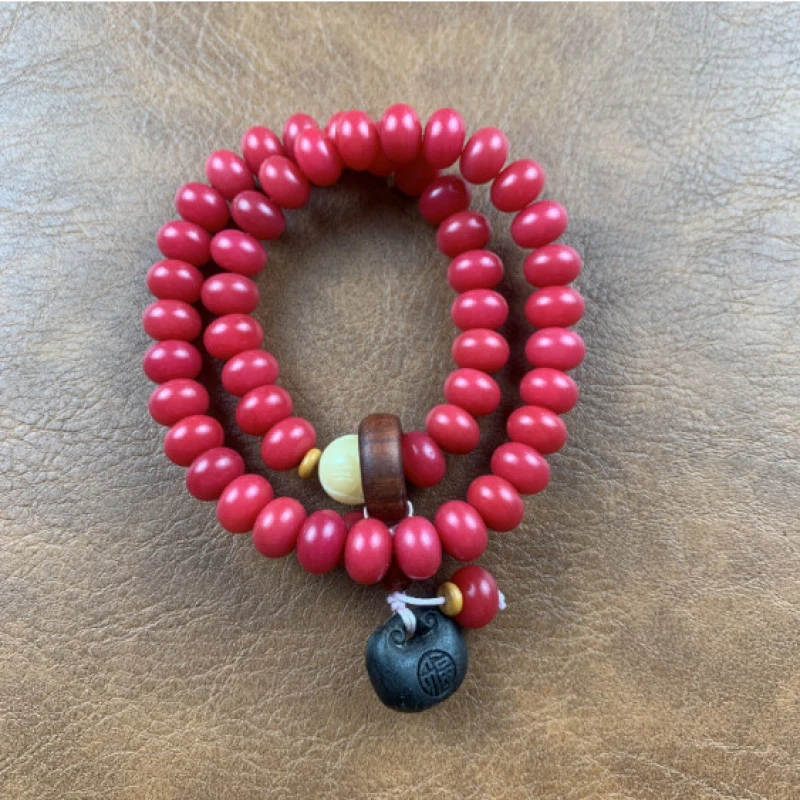 C0318喜乐菩提红颜手串中式女士佛珠百搭文玩菩提子算盘双圈