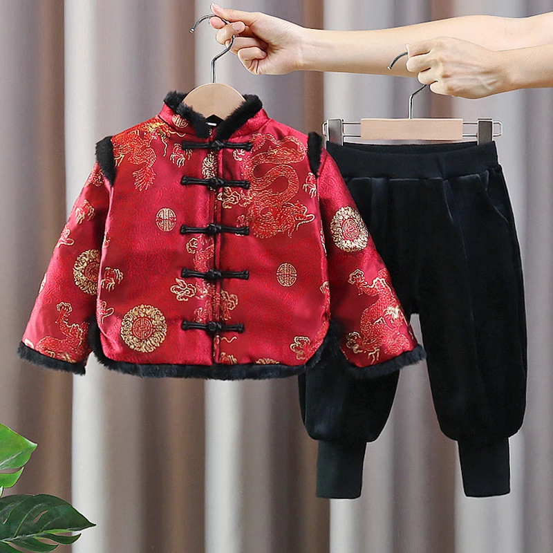 【沫沫家】男女同款冬季加厚拜年服套装保暖洋气唐装国风中国风汉服