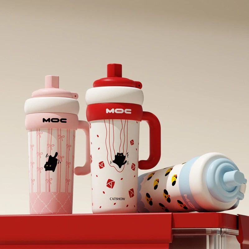 巨无霸保温杯大容量吸管水杯女2025新款高颜值不锈钢内胆茶漏水杯