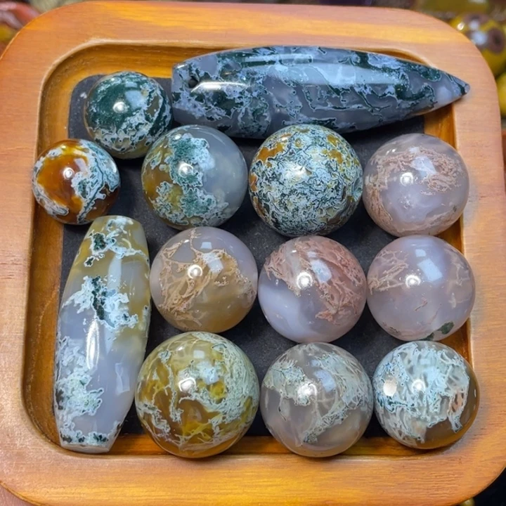 玛瑙/玉髓未镶嵌珠宝奇石天然水草手工打磨，抛光一颗价88起