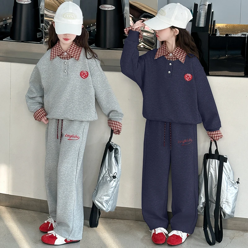 女童春秋装套装2025新款洋气时髦中大儿童休闲卫衣女孩运动两件套