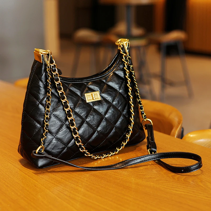 【MUEKA/茉妮卡】小香风菱格链条包2025新款斜挎包肩包腋下链条包