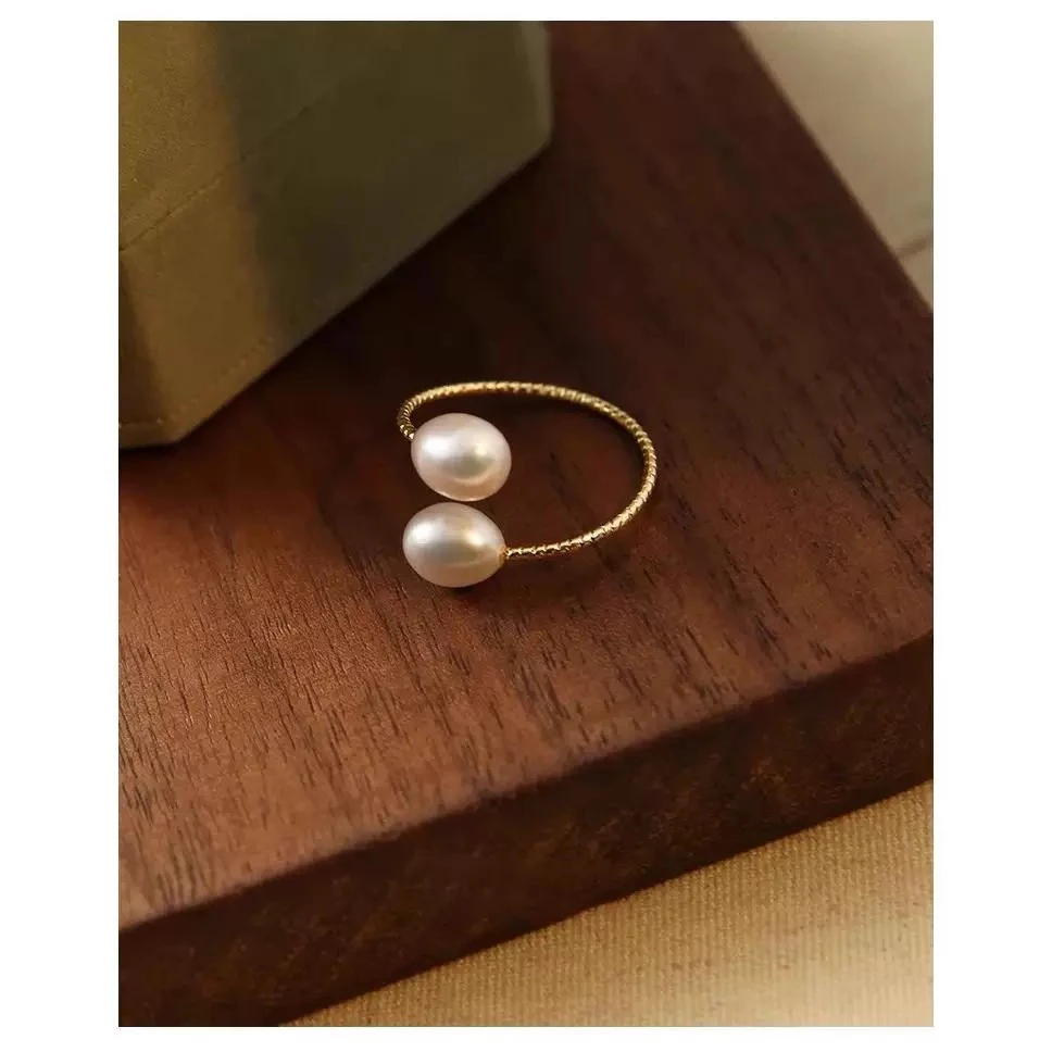 [阿祖珍珠]淡水珍珠双珠戒指-42