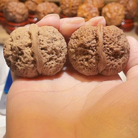 把件文玩核桃密纹金蟾阴阳对43