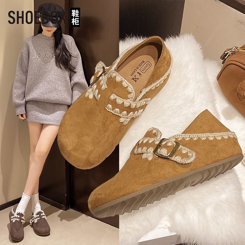 SHOEBOX鞋柜厚底勃肯鞋女2025秋季新款一脚蹬懒人全包单鞋乐福鞋