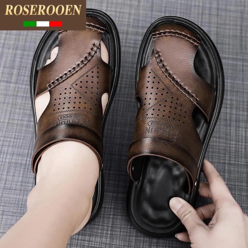 干净痞帅凉鞋男2025新款夏季外穿越南包头凉拖防滑开车两用皮面软