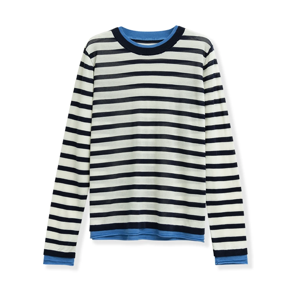 轻奢原创女士撞色条纹T恤衫5575-351-7124