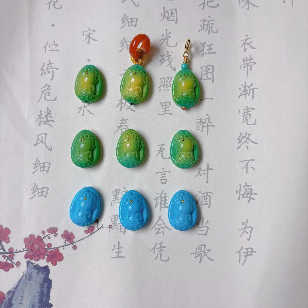 高瓷菱镁矿蒙松歪头佛配件diy手链项链提溜配饰上下通孔小佛挂件