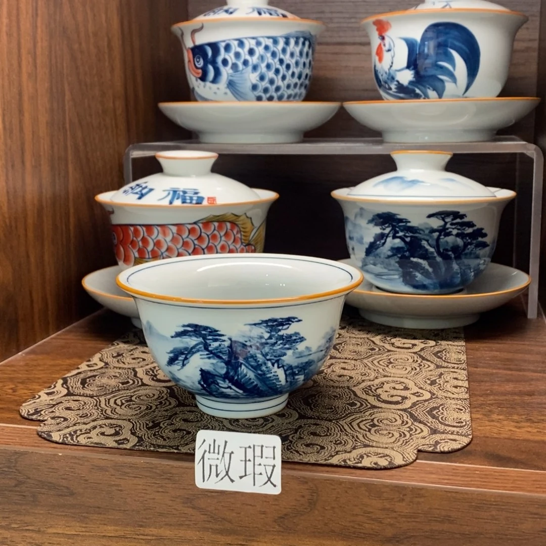 釉下彩老陶泥手工绘制