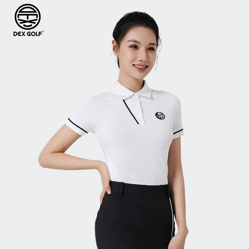 DEXGOLF高尔夫女士短袖T恤夏新款简约线条polo衫3057时尚休闲修身
