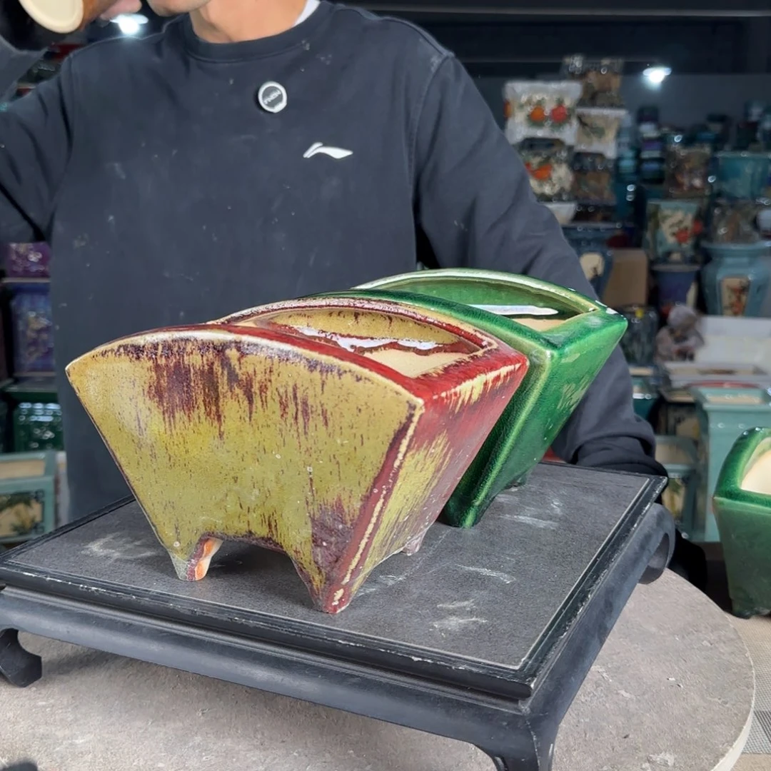 一风堂石湾花盆。盆口收缩 缝隙瑕疵574