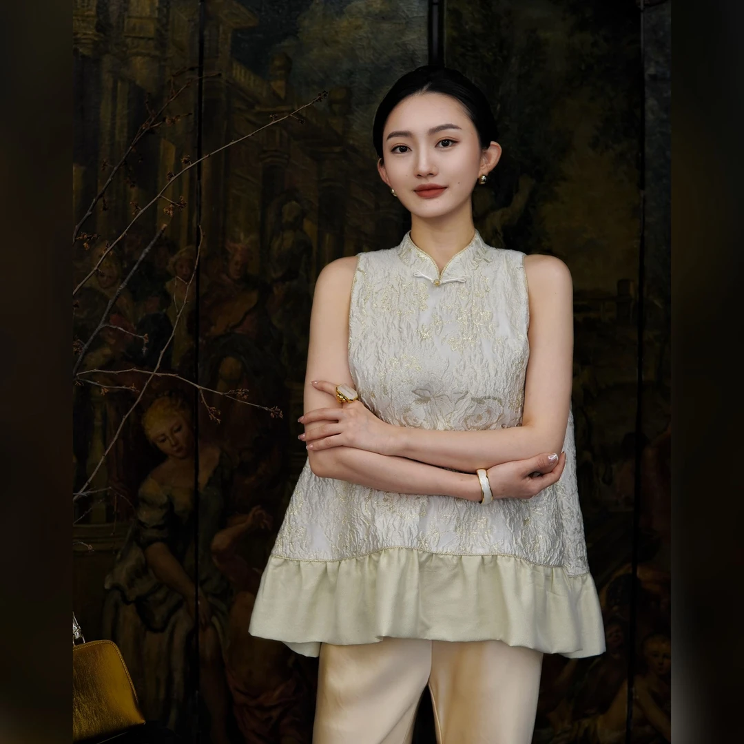 WVOW【云之语】新中式国风穿搭轻奢无袖慵懒高级感提花上衣WV0110