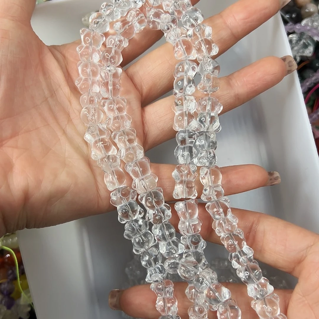 玛瑙/玉髓合金珠宝半成品，压电白水小熊大长条