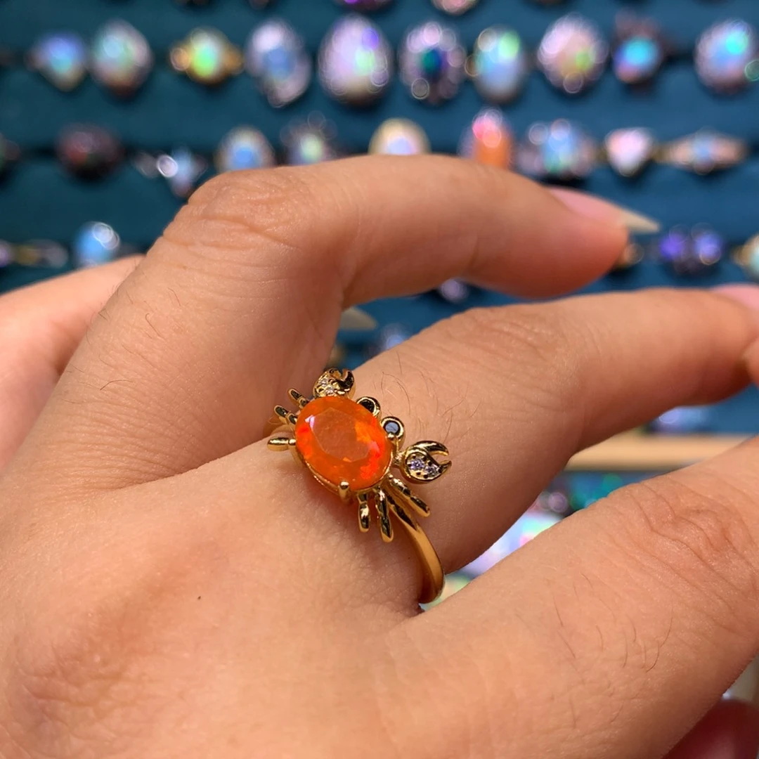 欧泊银S925镀金镶嵌戒指款