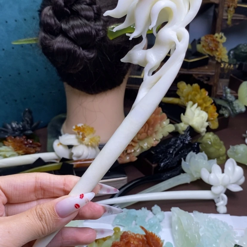 【闪购商品】岫玉未镶嵌发饰忘*