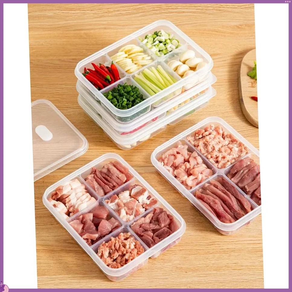 冰箱六格JHWS收纳盒家用分格冻肉蔬菜食物分装盒大容量备餐【聚选】