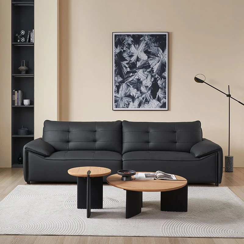 左右意式轻奢云朵头层牛皮沙发高端客厅大黑熊网红沙发DZY6061