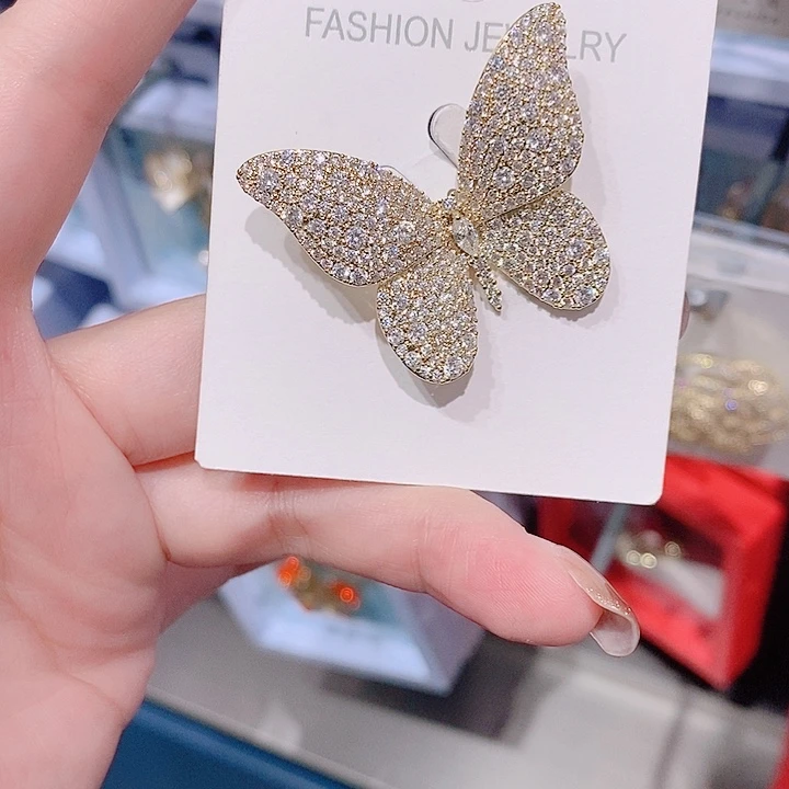 锆石铜合金蝴蝶胸针