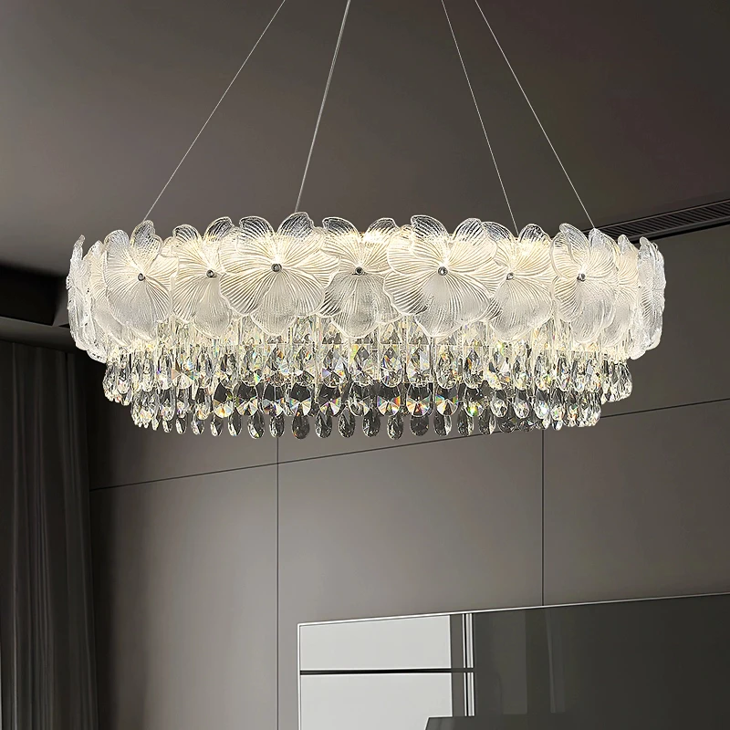 法式奶油轻奢水晶吊灯新款简约现代客厅主灯餐厅温灯馨浪漫卧室灯