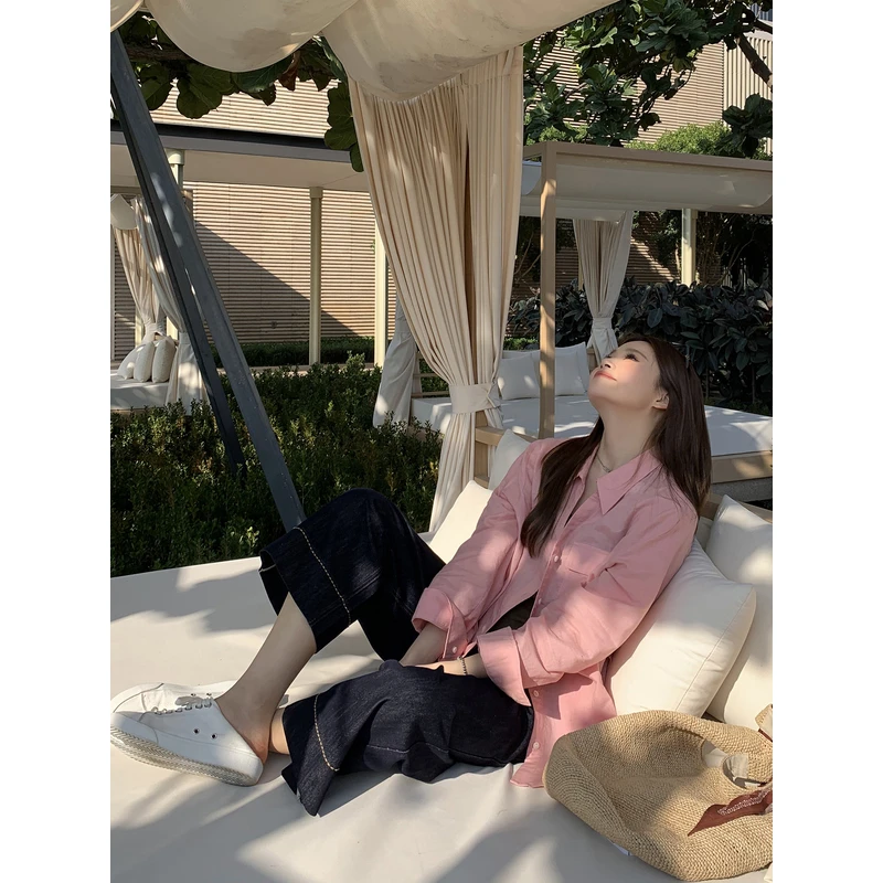 【ALINDM年中大清仓】大码胖mm休闲洋气上衣200斤长袖衬衫-AS26197