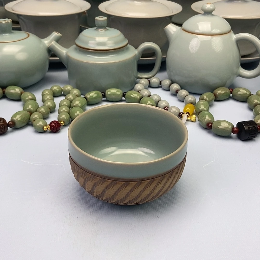 快***旅杯仿古重工跳刀罗汉杯原矿原釉原产地