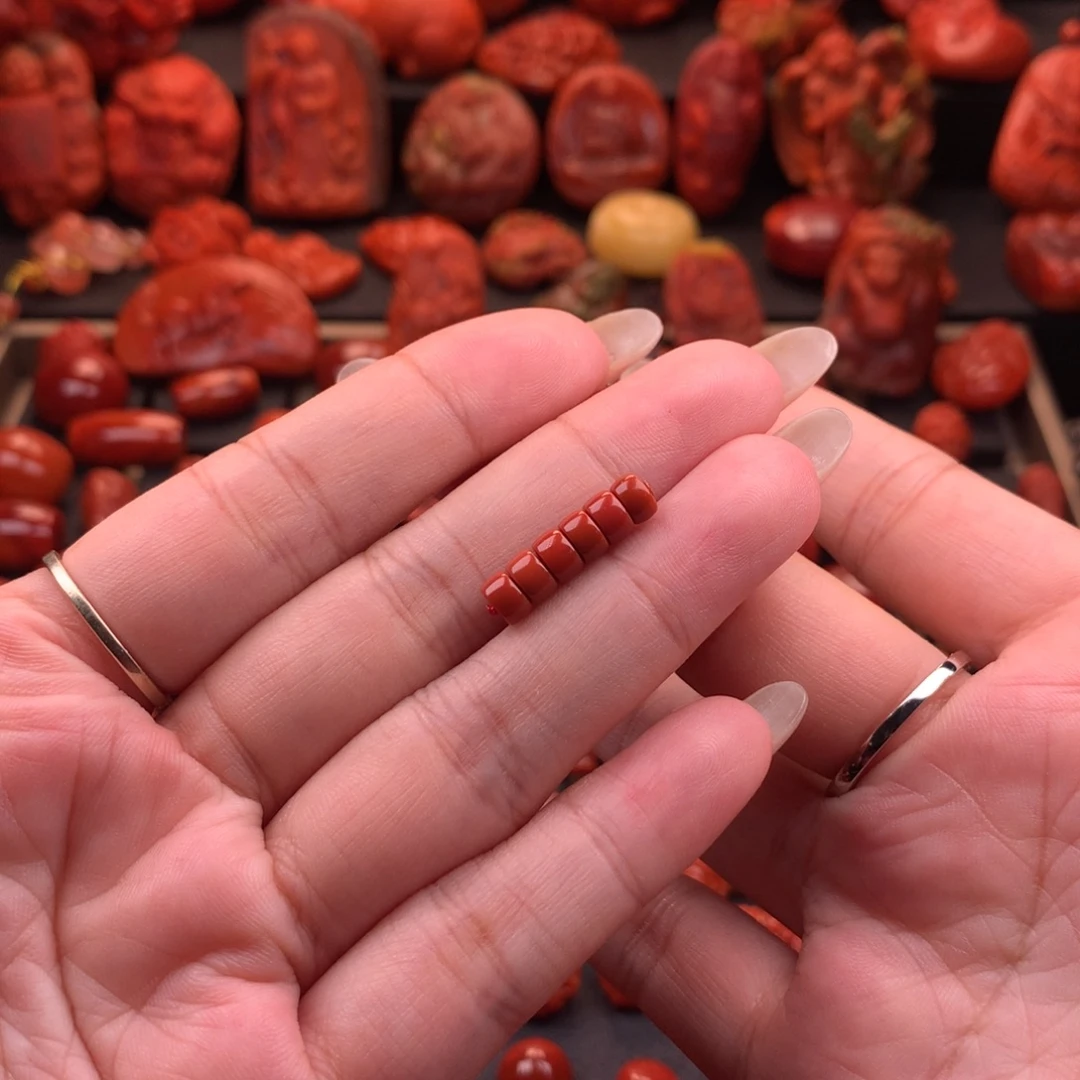 南红玛瑙未镶嵌原矿精工直切隔片5,3mm