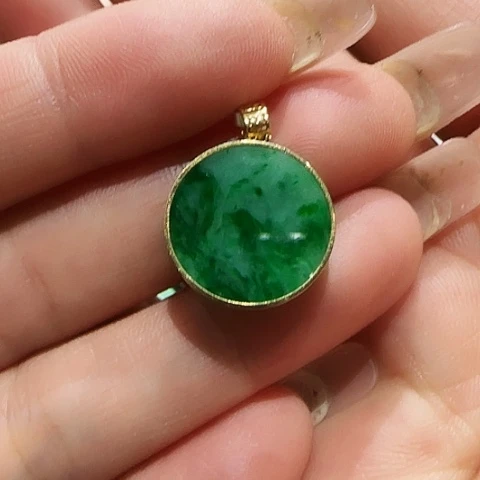 翡翠18K金镶嵌吊坠(不含链)