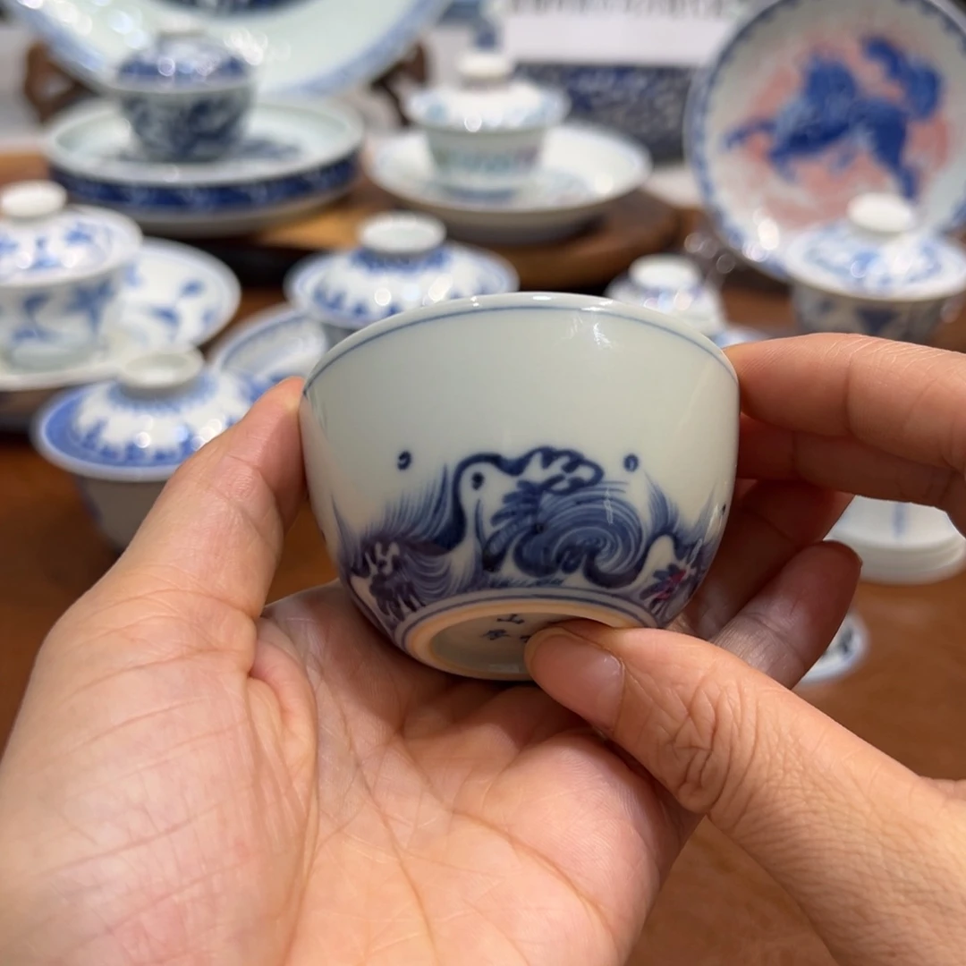 杯子海浪纹卧足杯111