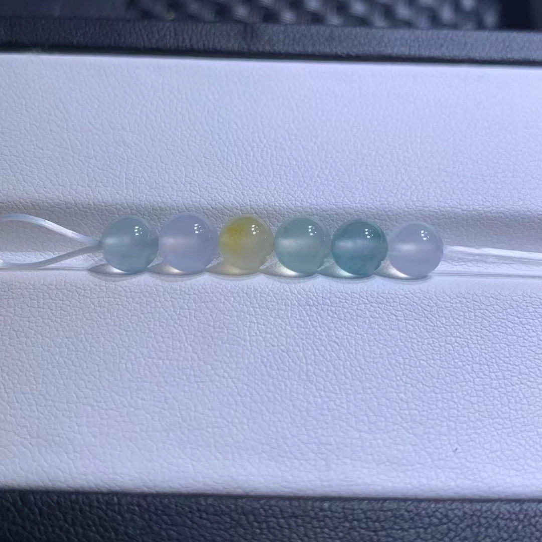 天然A货翡翠冰马卡龙6颗卡6