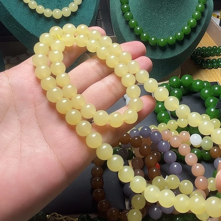 黄口色10mmm手链项链一套