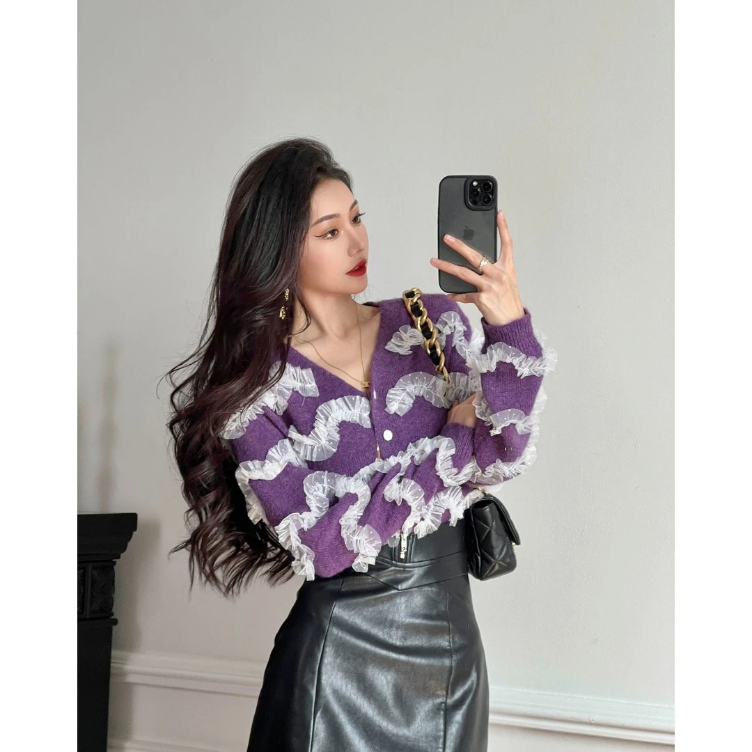 江合美 【紫罗兰花园】花边毛衣开衫 M3020M23
