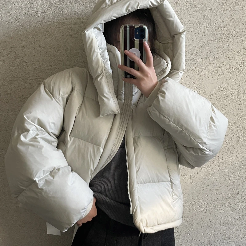 【 雨•美 推荐 】2328米色帽子吸扣立领棉服