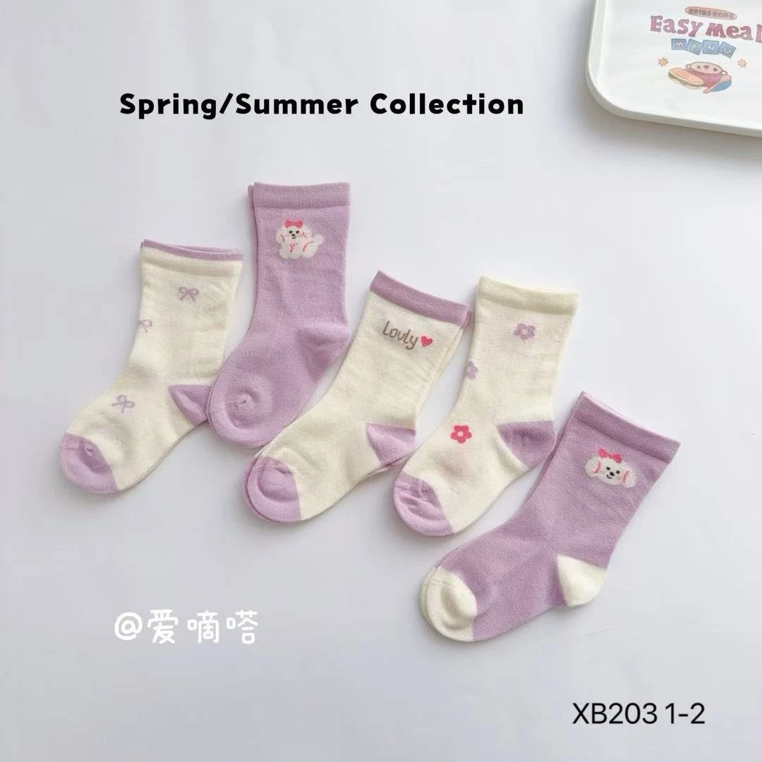 爱嘀嗒儿童袜2025新款薄款宝宝袜女宝1到2岁精梳棉抗起球透气舒适