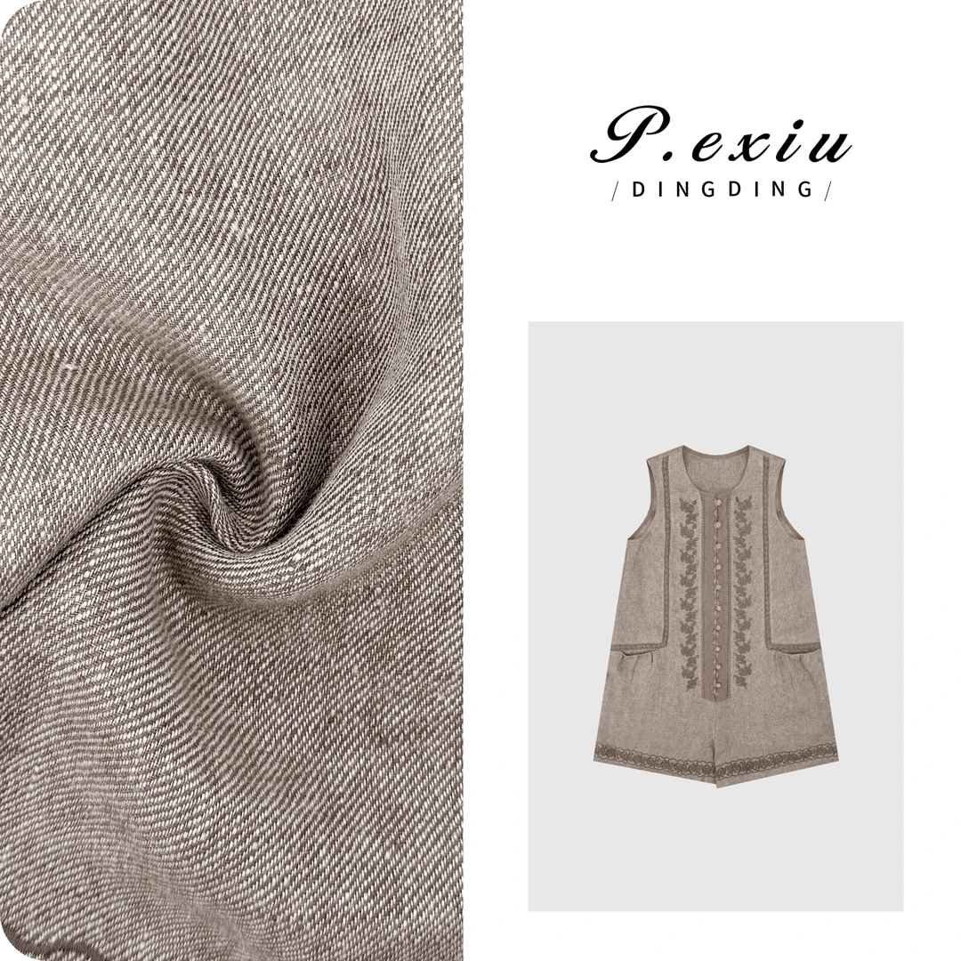 100%亚麻双面绣镂空勾花高级感连体裤W-63200