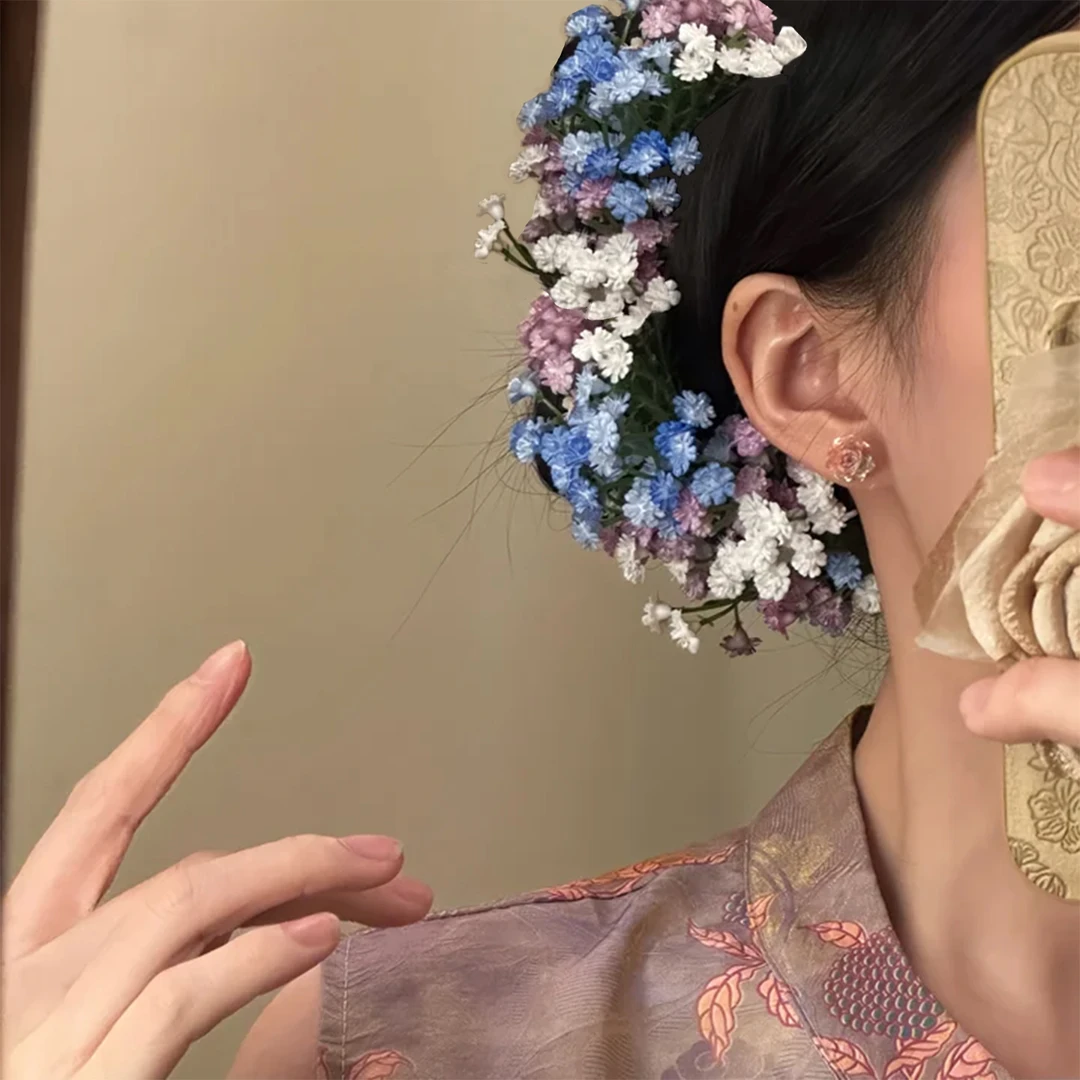 永生花~神仙姐姐同款满天星花朵头饰女绝美新娘头花发夹发饰