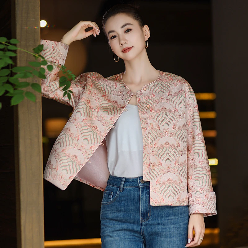 【江崖海水纹】新中式国风外套2025秋季高级感超好看提花阔太太上衣