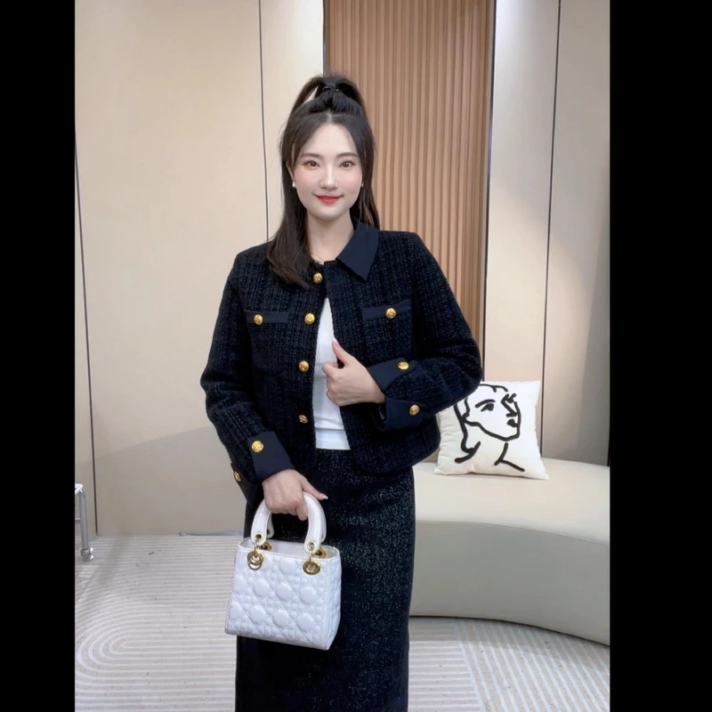 2025秋冬季新款法式韩版高级气质小个子粗花呢上衣小香风显瘦外套