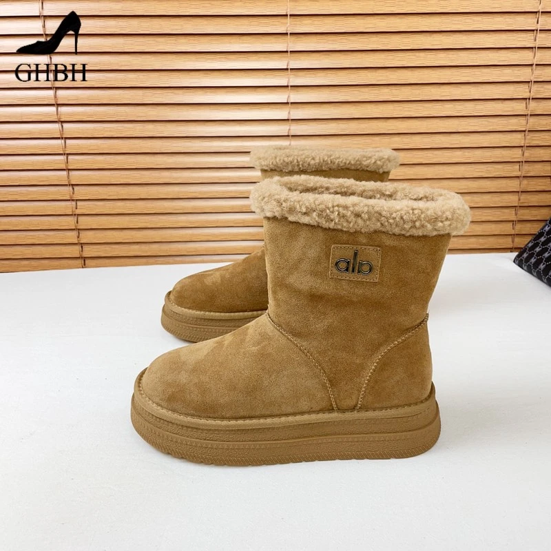 舒适两穿雪地靴女冬季新款羊羔毛加绒保暖大棉鞋厚底欧美短靴