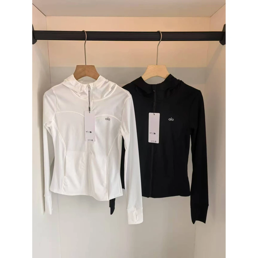 现货原版alo女外套连帽上衣显瘦夏季冰丝凉感户外修身纯色