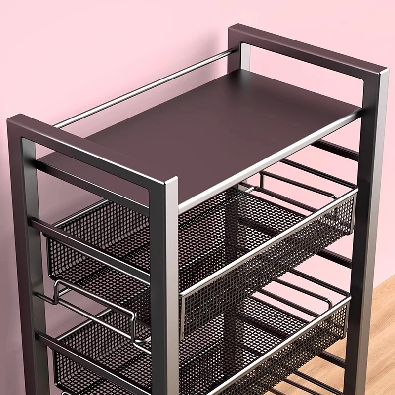 移动厨房菜篮子置物架家用落地多层果蔬收纳多功能烤箱微波炉锅架