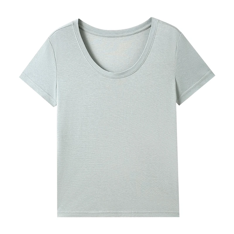 【XUANKU】頂奢JI面料 醋酸桑蚕丝大圆领T恤2601