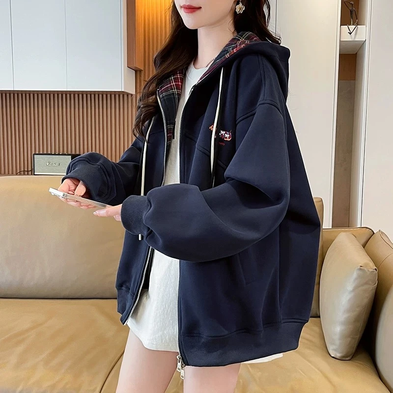 甜美学院风卫衣棒球服少女2025秋季新款初中高中学生拼色宽松外套