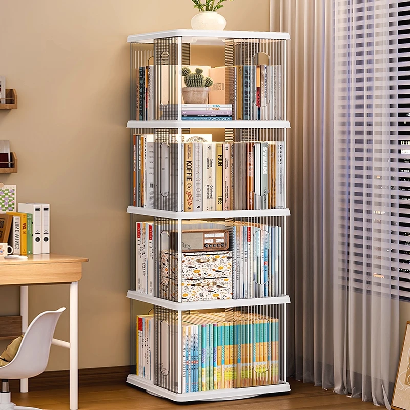 旋转书架360度转角落地置物架儿童绘本架储物一体靠墙可移动书柜