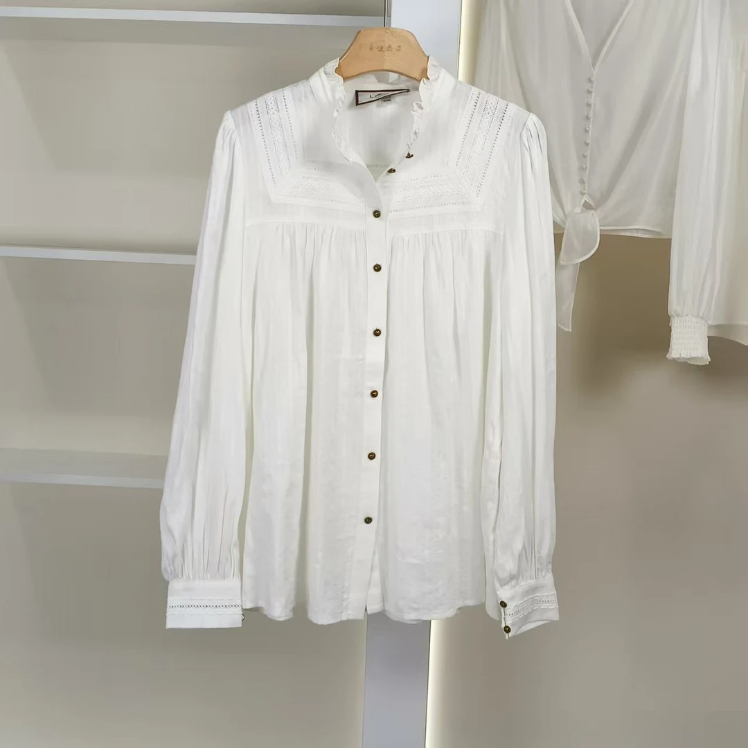 麦迪尚品【丽DS】5090444 纯色百搭长袖衬衫春秋女装专柜正品