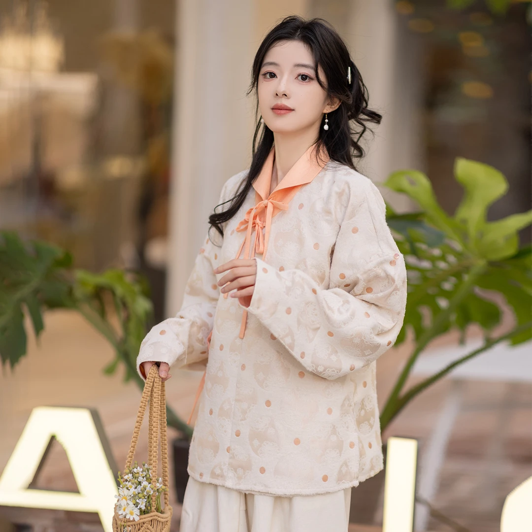 池夏【书卷:桃溪间】明制翻领衬衫天丝直腰裤原创改良汉服女 早春