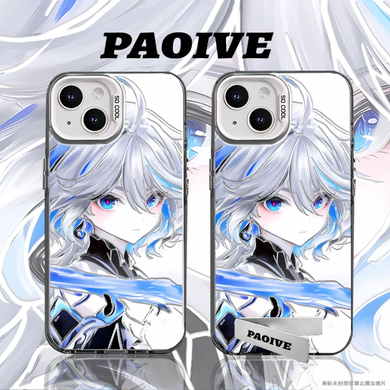 芙宁娜创意适用苹果华为vivoiPhone小米三星防摔彩银手机壳